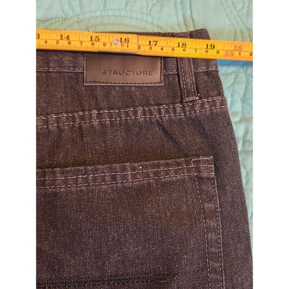 Structure Mens Size 38X32 Black Denim Slim Fit Straight Leg Jeans - Picture 7 of 9